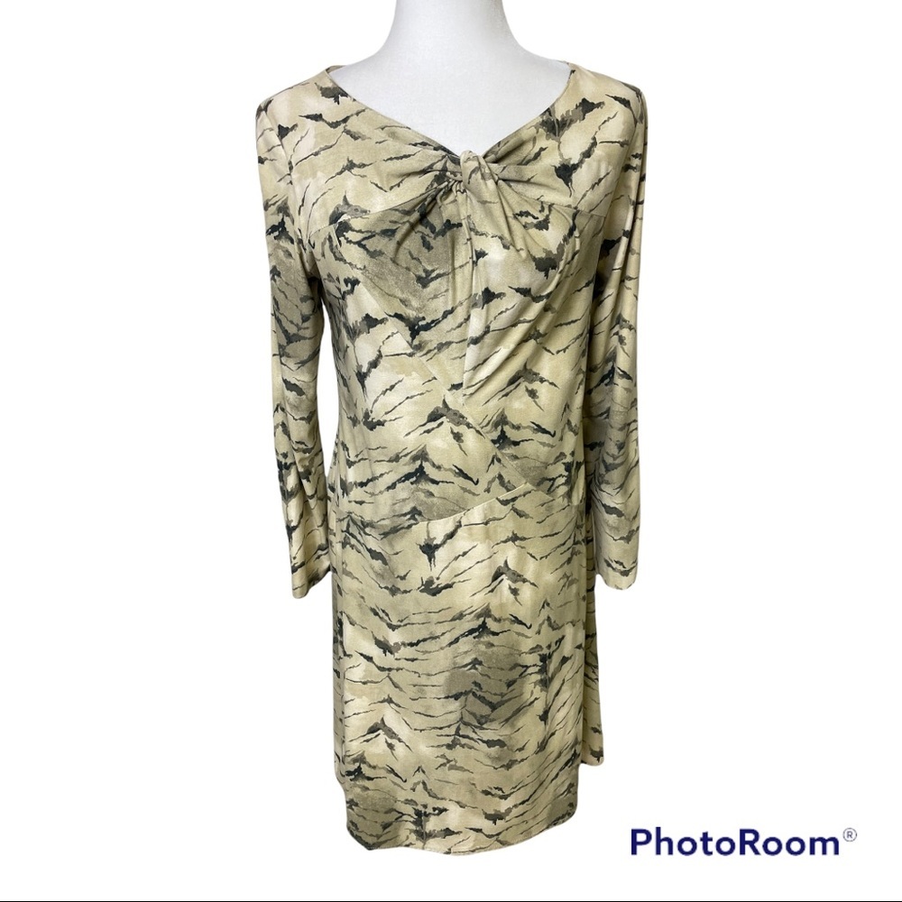 Linea Domani Long Sleeve Cream/Tan/Grey Dress Sz 12